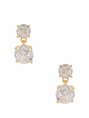 SHASHI Gold Crystal Double Drop Earrings